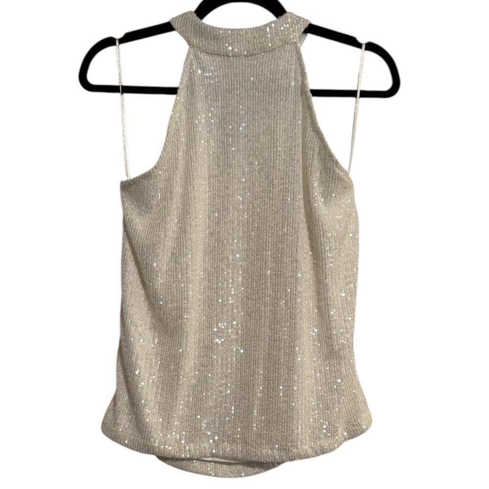 🖤 Cable & Gauge White Sequin Sleeveless Blouse